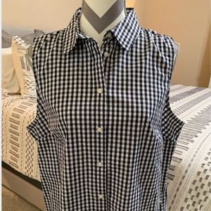 J Crew Sleeveless Button-Down Collared Shirt XL NEW NWT Navy Gingham